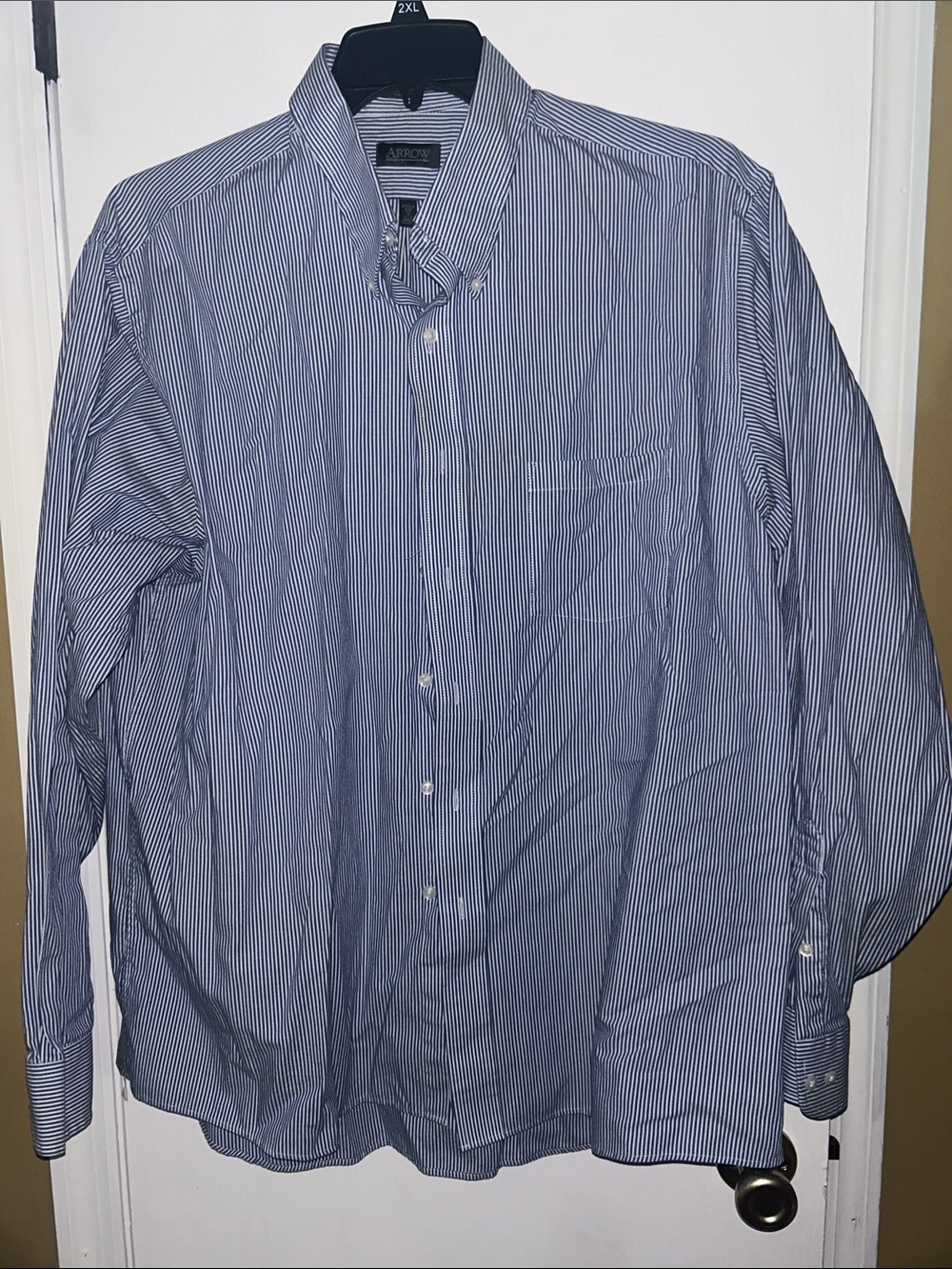 Arrow Men’s Blue and White Pinstripe Dress Shirt